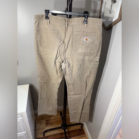 Men’s Carhartt Relaxed Fit 38x34 100% Cotton Khaki Tan Cargo Pant Workwear - Picture 5 of 5